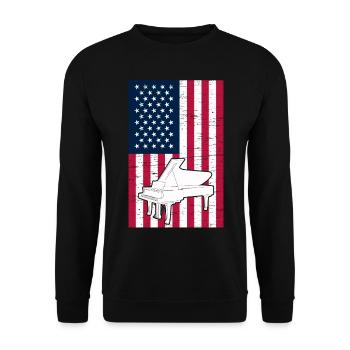 Pianiste Piano Drapeau Américain Pianiste patriotique - Sweat-shirt Unisexe - noir - Devant - Alina (178cm) & Michal (187cm)