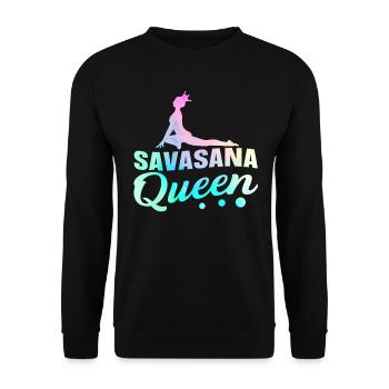 Savasana Queen Lotus Flower Yoga - Unisex Pullover - Schwarz - Vorne - Alina (178cm) & Michal (187cm)