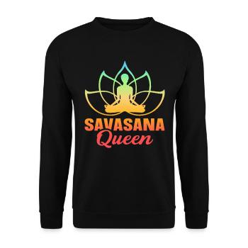 Savasana Queen Lotus Flower Yoga - Unisex Pullover - Schwarz - Vorne - Alina (178cm) & Michal (187cm)