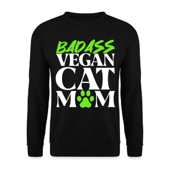Maman chat végétalien - Sweat-shirt Unisexe - noir - Devant - Alina (178cm) & Michal (187cm)