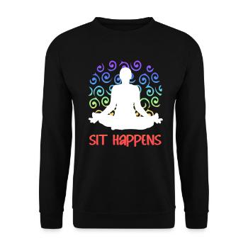 Sit Happens Funny Yoga - Unisex Pullover - Schwarz - Vorne - Alina (178cm) & Michal (187cm)