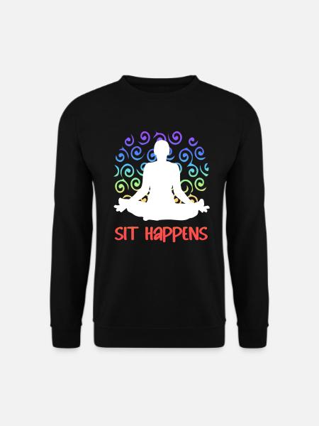Sit Happens Funny Yoga - Unisex Sweatshirt - black