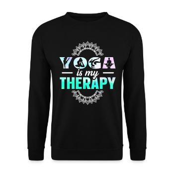 Yoga Is My Therapy Yoga - Unisex Pullover - Schwarz - Vorne - Alina (178cm) & Michal (187cm)