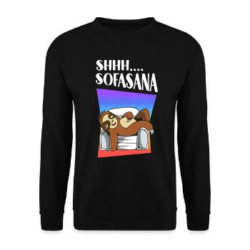 Shhh... Savasana Sloth Yoga - Unisex Pullover - Schwarz - Vorne - Alina (178cm) & Michal (187cm)