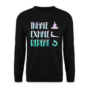Inhale Exhale Repeat Yoga - Unisex Pullover - Schwarz - Vorne - Alina (178cm) & Michal (187cm)