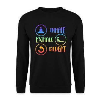 Inhale Exhale Repeat Yoga - Unisex Pullover - Schwarz - Vorne - Alina (178cm) & Michal (187cm)
