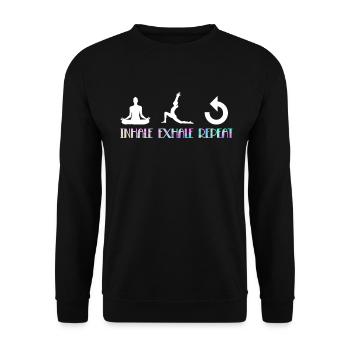 Inhale Exhale Repeat Yoga - Unisex Pullover - Schwarz - Vorne - Alina (178cm) & Michal (187cm)