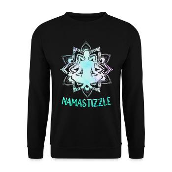 Namastizzle Meditating Mandala Yoga - Unisex Pullover - Schwarz - Vorne - Alina (178cm) & Michal (187cm)