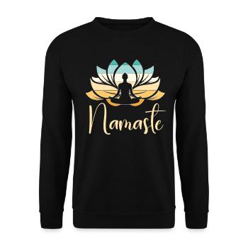 Namaste Lotus Flower Meditation Yoga - Unisex Pullover - Schwarz - Vorne - Alina (178cm) & Michal (187cm)