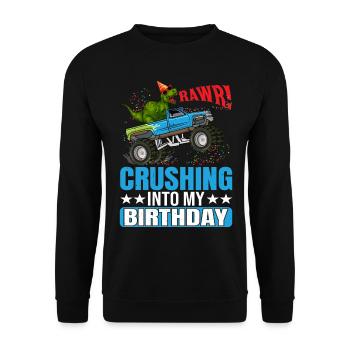 Rawr! Crushing Into My Birthday | Birthday Shirt | - Unisex Pullover - Schwarz - Vorne - Alina (178cm) & Michal (187cm)