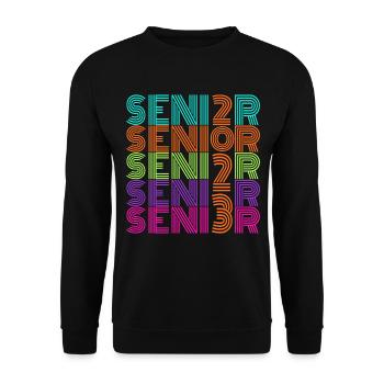 Rétro Vintage Neon Senior 2023 | Cadeau Senior High - Sweat-shirt Unisexe - noir - Devant - Alina (178cm) & Michal (187cm)