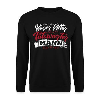 Böser Alter Tätowierter Mann Artistic - Unisex Pullover - Schwarz - Vorne - Alina (178cm) & Michal (187cm)
