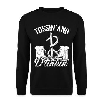 Horseshoe Pitching Tossin and Drinkin Tosser - Unisex Pullover - Schwarz - Vorne - Alina (178cm) & Michal (187cm)