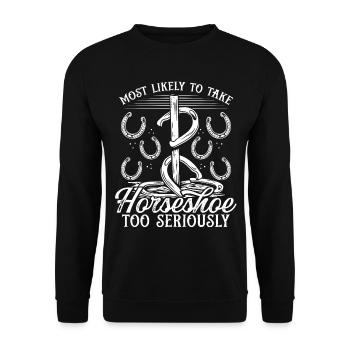 Horseshoe Pitching Take too Seriously Tosser - Unisex Pullover - Schwarz - Vorne - Alina (178cm) & Michal (187cm)