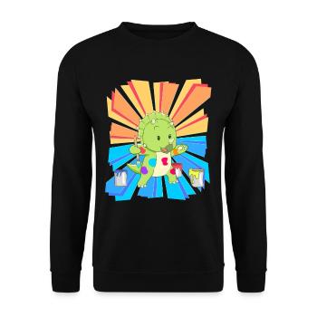 Geburtstagsgeschenk Kinder Kindergarten malen bunt - Unisex Pullover - Schwarz - Vorne - Alina (178cm) & Michal (187cm)