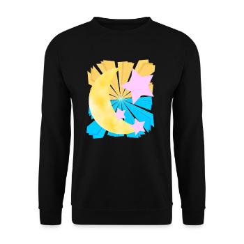 Guten Nacht himmlisch Fantasy Mond Sterne Xmas - Unisex Pullover - Schwarz - Vorne - Alina (178cm) & Michal (187cm)