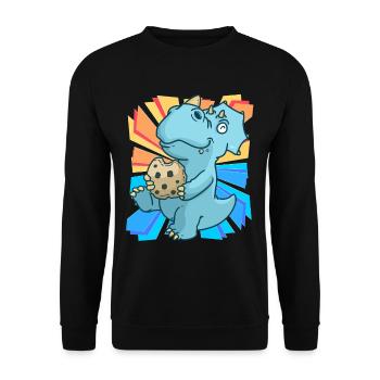 Geburtstagsgeschenk Kinder Kekse Dino naschen - Unisex Pullover - Schwarz - Vorne - Alina (178cm) & Michal (187cm)