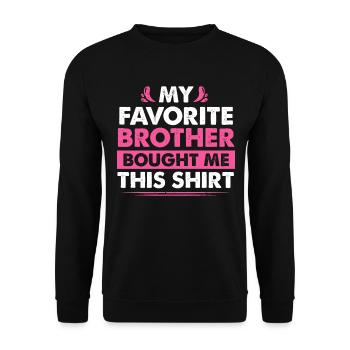 Mein hat mir dieses Shirt lustig gekauft - Unisex Pullover - Schwarz - Vorne - Alina (178cm) & Michal (187cm)