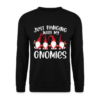 Hanging with My Gnomies Funny Christmas Gnomes - Unisex Sweatshirt - black - Front - Alina (178cm) & Michal (187cm)