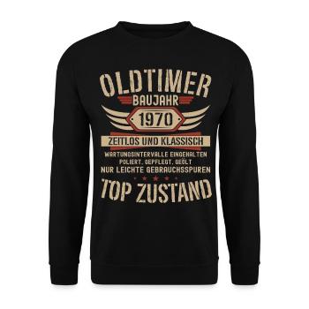 53rd birthday 50 years classic car gift 1973 - Unisex Sweatshirt - black - Front - Alina (178cm) & Michal (187cm)