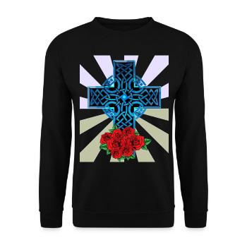Weihnachtsgeschenk Christentum Kreuz Jesus Gott - Unisex Pullover - Schwarz - Vorne - Alina (178cm) & Michal (187cm)