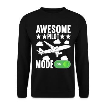 Pilot Flugzeug - Unisex Pullover - Schwarz - Vorne - Alina (178cm) & Michal (187cm)