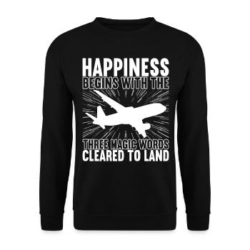Pilot Flugzeug - Unisex Pullover - Schwarz - Vorne - Alina (178cm) & Michal (187cm)