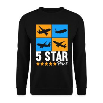 Pilot Flugzeug - Unisex Pullover - Schwarz - Vorne - Alina (178cm) & Michal (187cm)