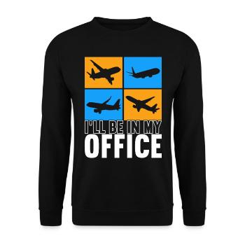 Pilot Flugzeug - Unisex Pullover - Schwarz - Vorne - Alina (178cm) & Michal (187cm)