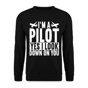 Pilot Flugzeug - Unisex Pullover - Schwarz - Vorne - Alina (178cm) & Michal (187cm)