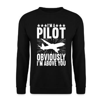 Pilot Flugzeug - Unisex Pullover - Schwarz - Vorne - Alina (178cm) & Michal (187cm)