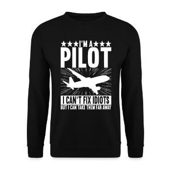 Pilot Flugzeug - Unisex Pullover - Schwarz - Vorne - Alina (178cm) & Michal (187cm)