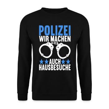 Polizei Polizist - Unisex Pullover - Schwarz - Vorne - Alina (178cm) & Michal (187cm)