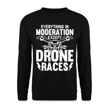 Everything In Moderation Except Drone Races - Dron - Unisex Sweatshirt - black - Front - Alina (178cm) & Michal (187cm)