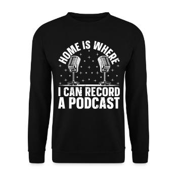 Podcast - Home Is Where I Can Record A Podcast - Unisex Pullover - Schwarz - Vorne - Alina (178cm) & Michal (187cm)