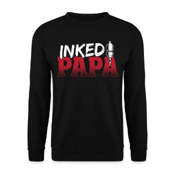 Papa tatoué encré Papa Tatoueur artistique - Sweat-shirt Unisexe - noir - Devant - Alina (178cm) & Michal (187cm)