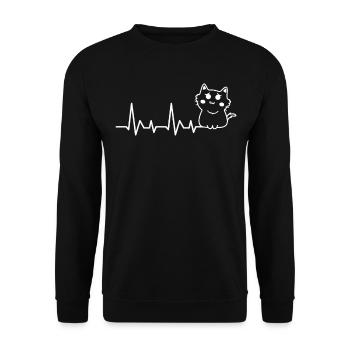 Cat Baby Heartbeat - Unisex Sweatshirt - black - Front - Alina (178cm) & Michal (187cm)