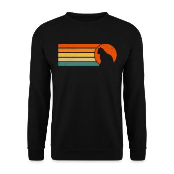 Vintage Schwarze Katze Retro Katze - Unisex Pullover - Schwarz - Vorne - Alina (178cm) & Michal (187cm)