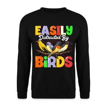 Easily Distrated By Birds - Unisex Sweatshirt - black - Front - Alina (178cm) & Michal (187cm)