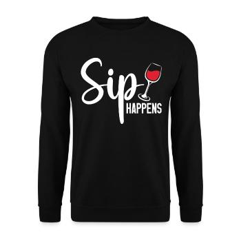 Sip Happens Wine Lover Gift | Wine Drinker Shirt - Unisex Sweatshirt - black - Front - Alina (178cm) & Michal (187cm)