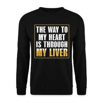 Le chemin vers mon cœur passe par mon foie | - Sweat-shirt Unisexe - noir - Devant - Alina (178cm) & Michal (187cm)