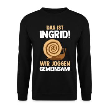 Das Ist Gerda Wir Joggen Gemeinsam Schnecke - Unisex Pullover - Schwarz - Vorne - Alina (178cm) & Michal (187cm)