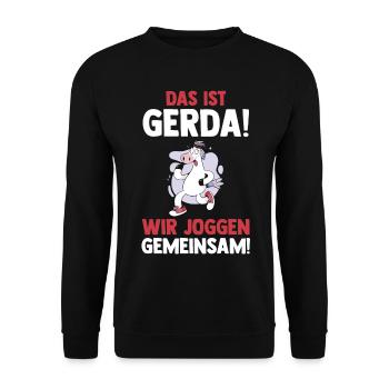 C’est Gerda nous courons ensemble vache - Sweat-shirt Unisexe - noir - Devant - Alina (178cm) & Michal (187cm)