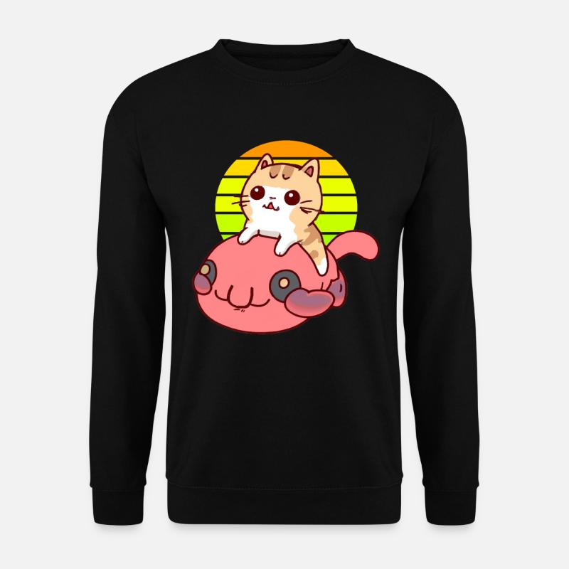 Katze reitet einen Blobfisch - Unisex Pullover - Schwarz