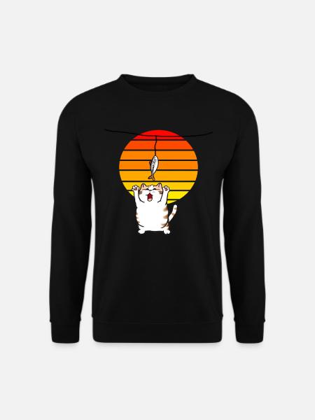 Le chat attrape le poisson - Sweat-shirt Unisexe - noir