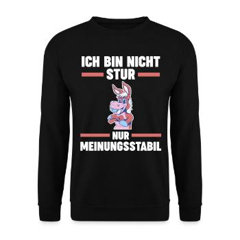 Ich Bin Nicht Stur Ich Bin Meinungsstabil Esel - Unisex Pullover - Schwarz - Vorne - Alina (178cm) & Michal (187cm)