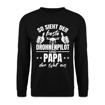 Drohnenpilot Papa Drohnen Pilot - Unisex Pullover - Schwarz - Vorne - Alina (178cm) & Michal (187cm)