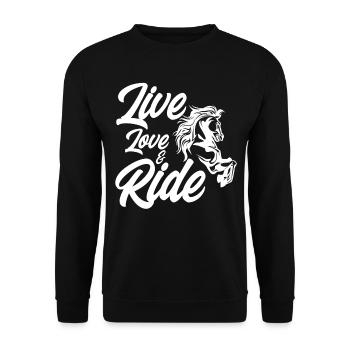 Live Love and Ride Horses - Unisex Sweatshirt - black - Front - Alina (178cm) & Michal (187cm)