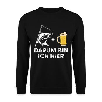 Angeln Tshirt Mann Fischer Rute Fischfang Fishing - Unisex Pullover - Schwarz - Vorne - Alina (178cm) & Michal (187cm)