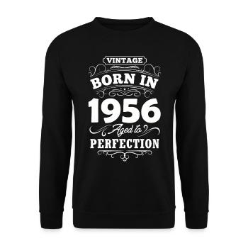 1957 Geburtstag Geschenk Birthday Jahrgang - Unisex Pullover - Schwarz - Vorne - Alina (178cm) & Michal (187cm)